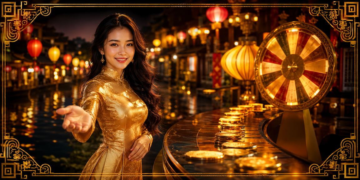 Giao diện cá cược casino trực tuyến tại Việt Nam với bàn cược sôi động và ánh đèn đặc trưng